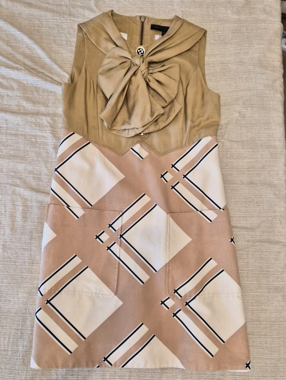 Marc by Marc Jacobs Beige and Blush Geometric Bow Dress - Blair Waldorf
